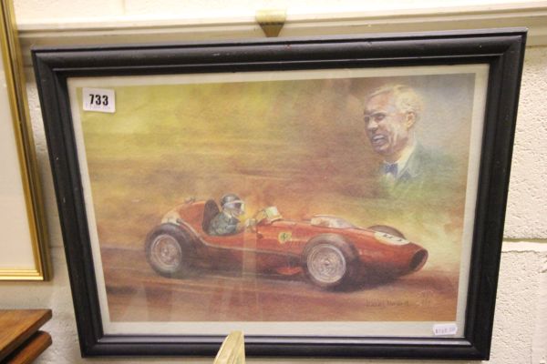 A Mike Hawthorn Limited Edition Motor Sport Print, Race Car Mallard, No 25 of 250