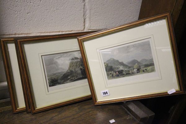 A Set of after Allum Castle Scene Scottish Prints and two others