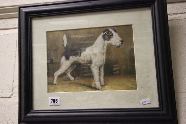 An Oil on Board Study of a Terrier Dog