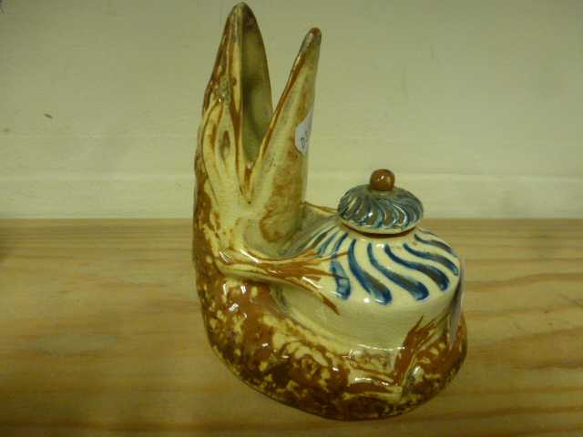 An Allervale Stoneware Lizard Inkwell