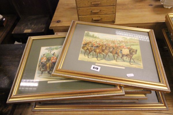 Group of Eight Military Framed and Glazed prints