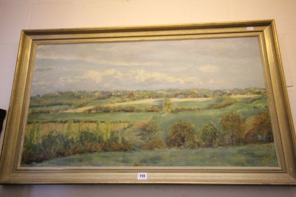 Contemporary Oil on Board of Landscape signed bottom right P Button