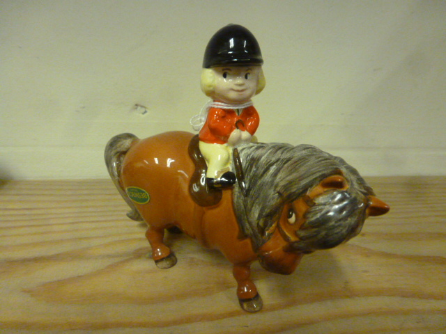 Beswick Model of a Thelwell Shetland Pony and Rider `Learner`