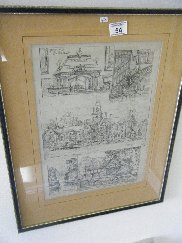 Framed & Glazed black and white etching of Hempstead,