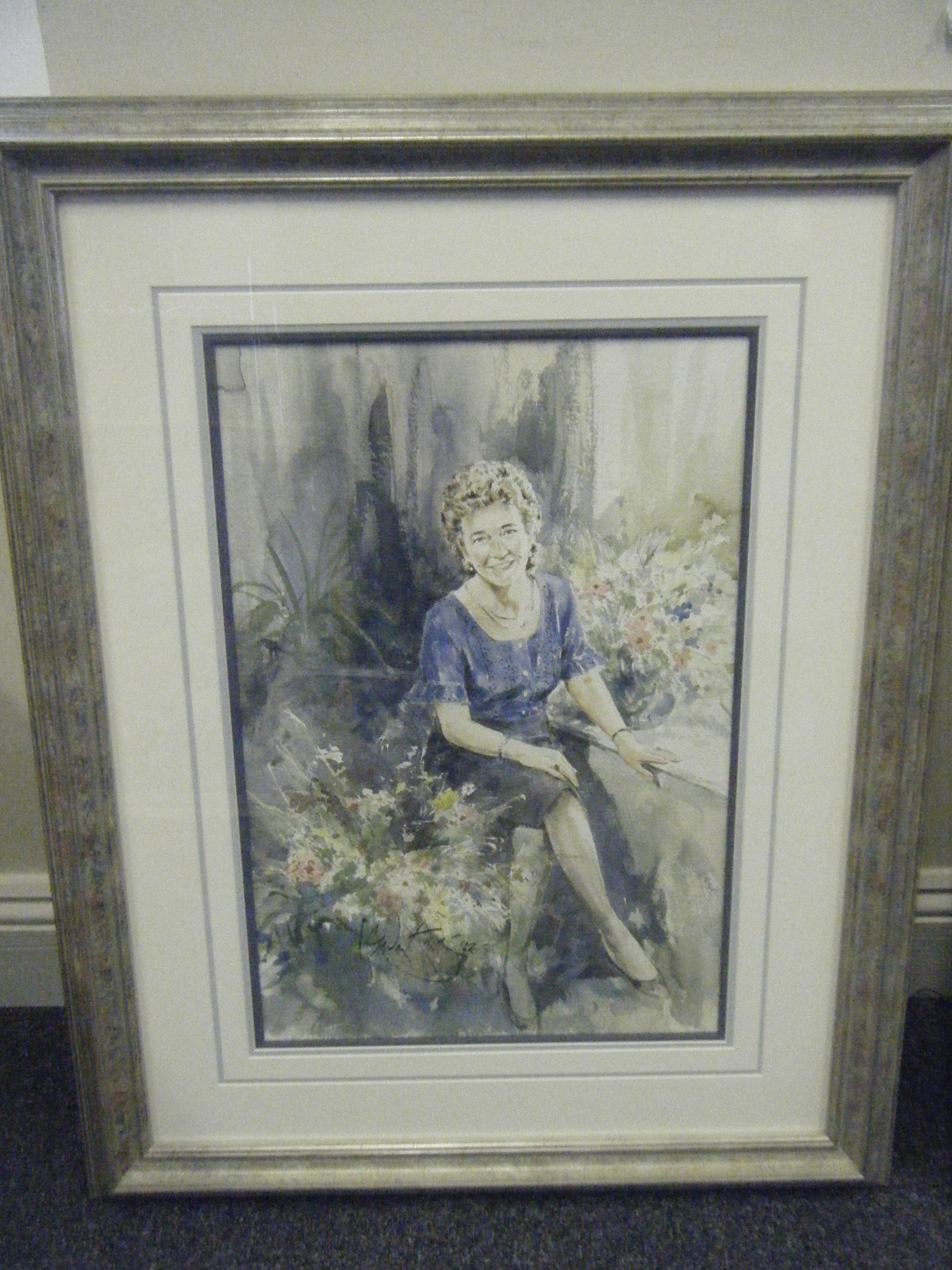 Gordon King, f/g watercolour dated 92` seated Female amongst flowers, 20" x 24" in exhibition