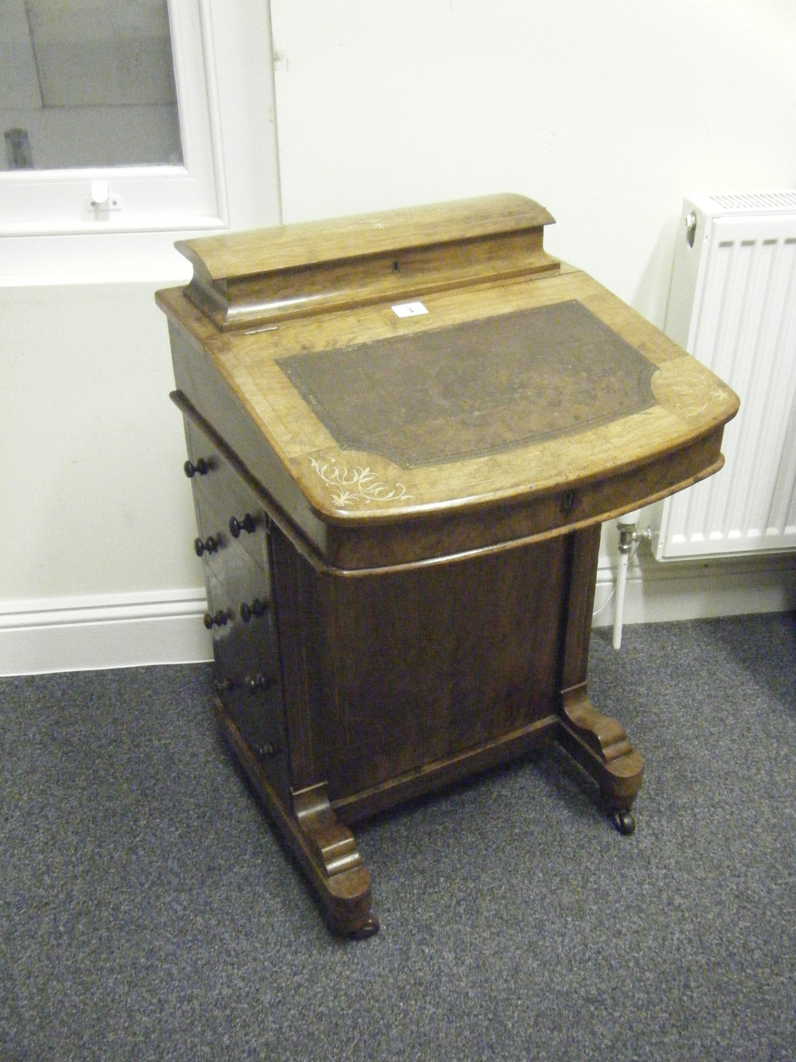 Late 19th century  circa 1880`s good quality walnut Davenport, 2 flights of drawers to the sides a