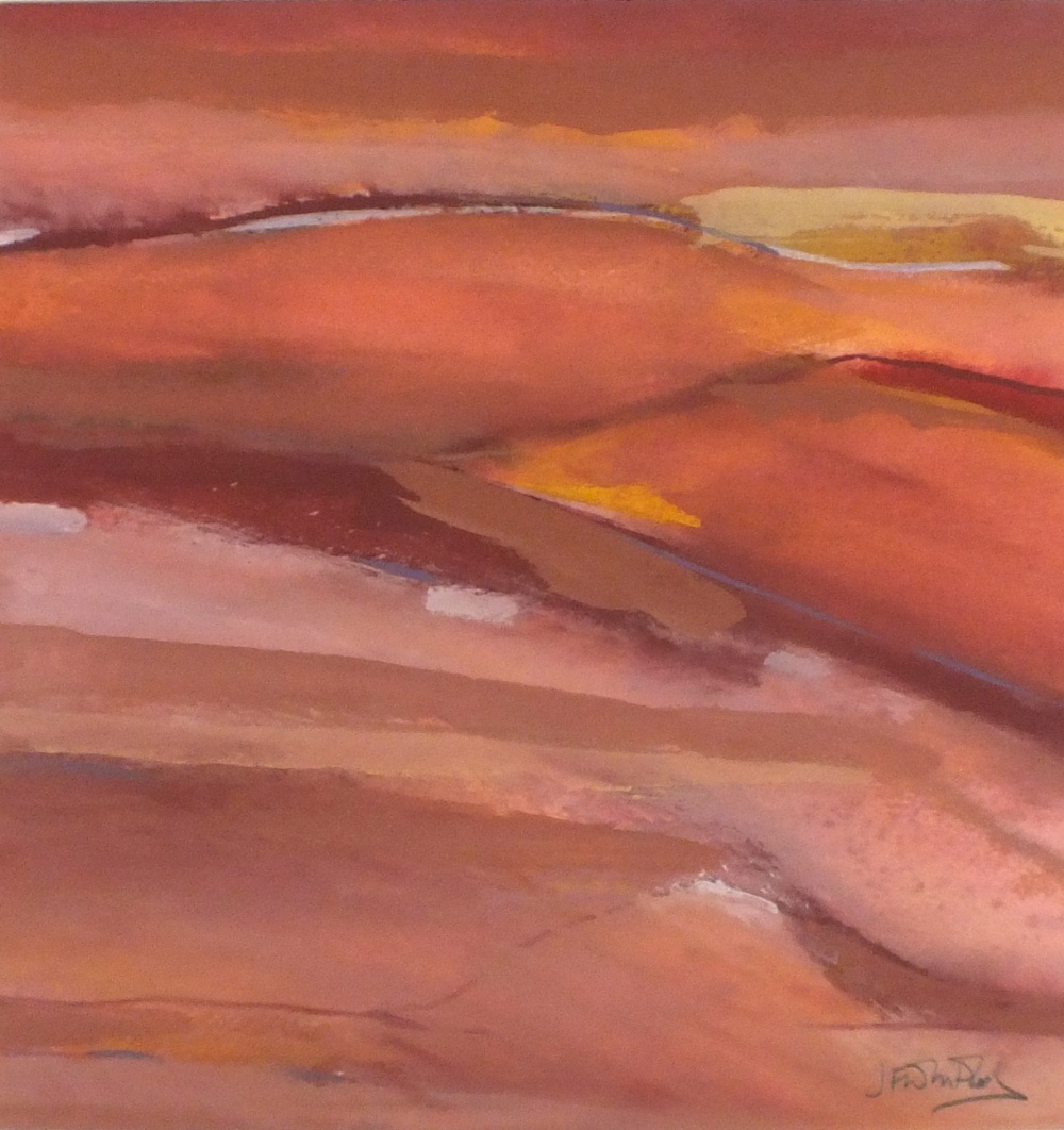 *Jim WHITLOCK (b.1944) Gouache `Dessert Landscape` Signed 11"" x 10.5"" (28cm x 26.7cm)