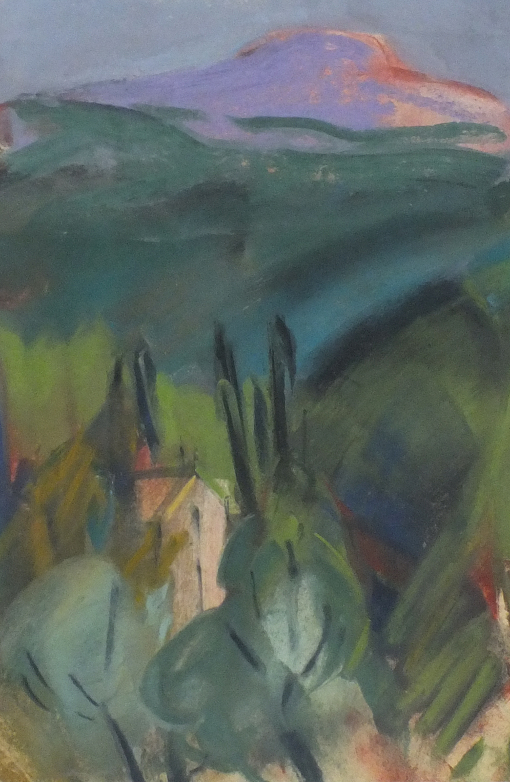 *Mary STORK (1938-2007) Pastel drawing `Costa Norte` ? landscape, Majorca Inscribed Dated 8-5-98