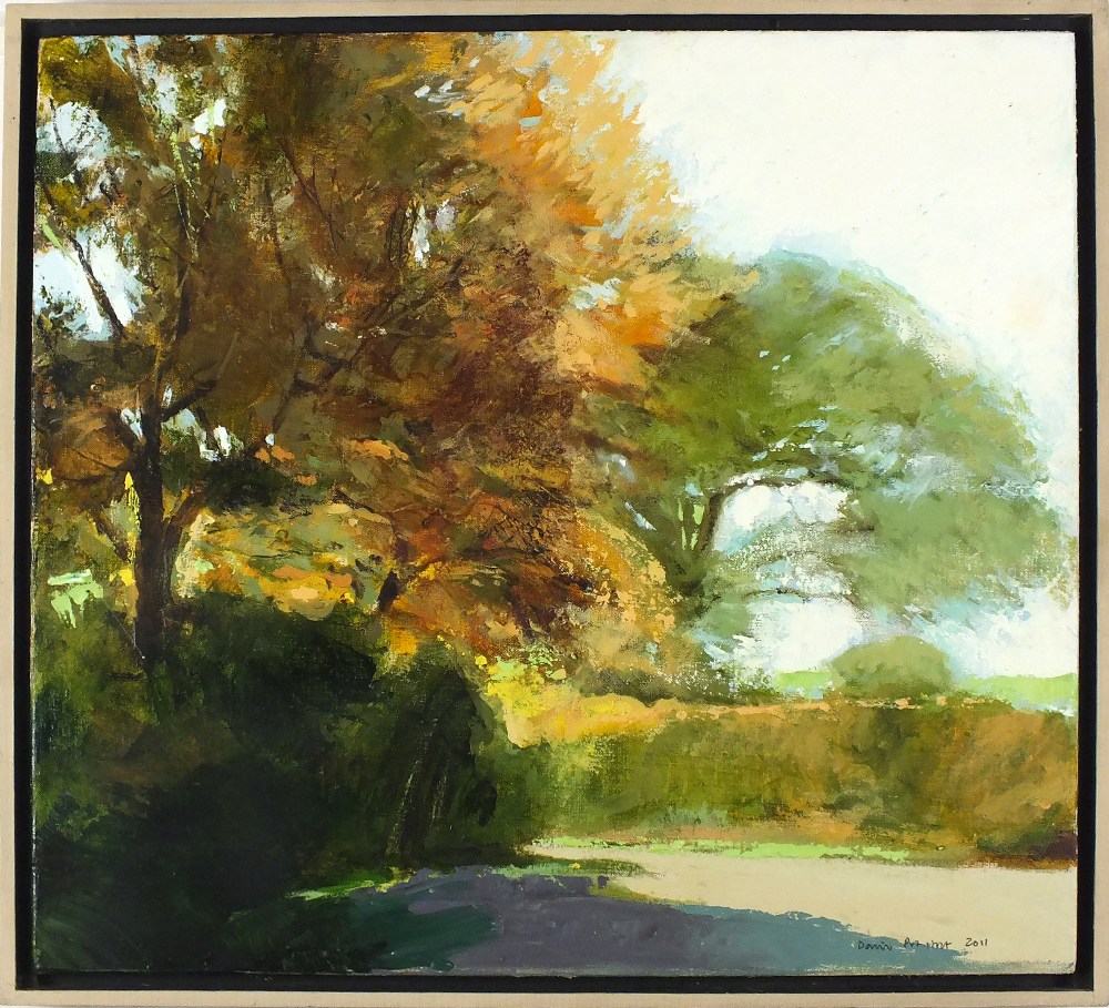 * David PRENTICE (1936-2014) Oil on canvas ‘Autumn Lane’ Inscribed & signed to verso Signed and - Image 2 of 2