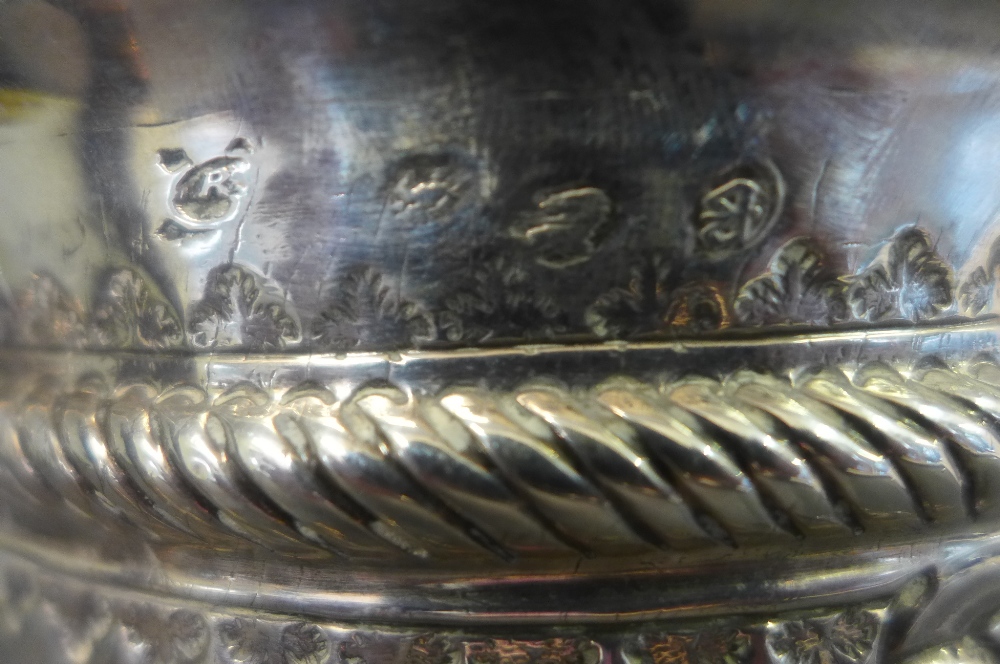 A Britannia standard silver twin handled half fluted Loving Cup 1712/13 - maker R with Armorial - Image 3 of 4