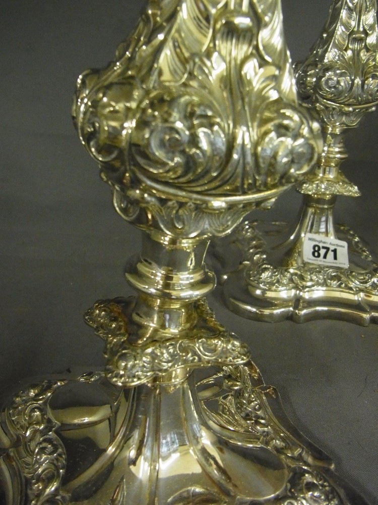 A pair of large Sheffield plate candlesticks in the Georgian style 
Condition report: One requires - Image 5 of 5