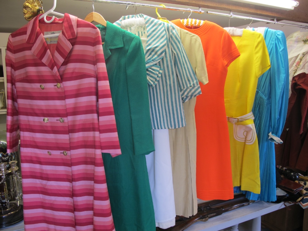 A collection of Ladies Vintage clothing to include an Aquascutum three quarter length pink candy