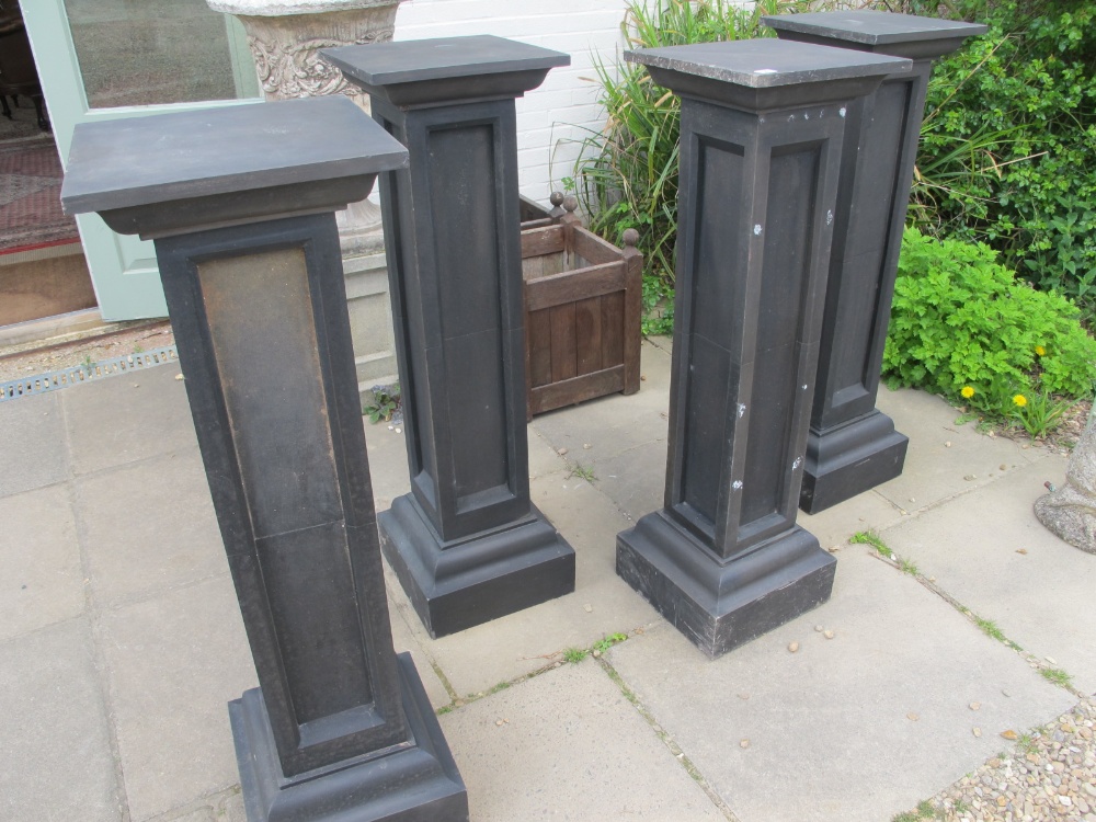 Four Victorian style black stone effect pillars - Height 1.15 m x 35 cm square