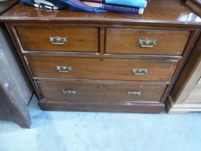 A 19th century a mahogany chest with two short over two long drawers on bracket feet - 92 cm x 84 cm