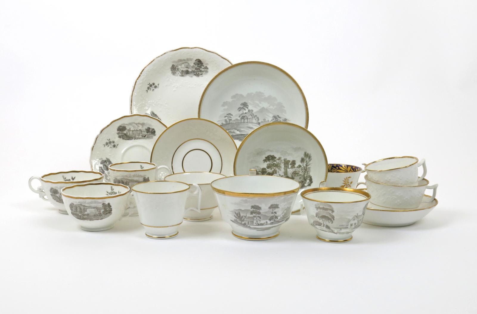 A collection of Spode tea wares  1st half 19th century, including a trio moulded in pattern 2479,