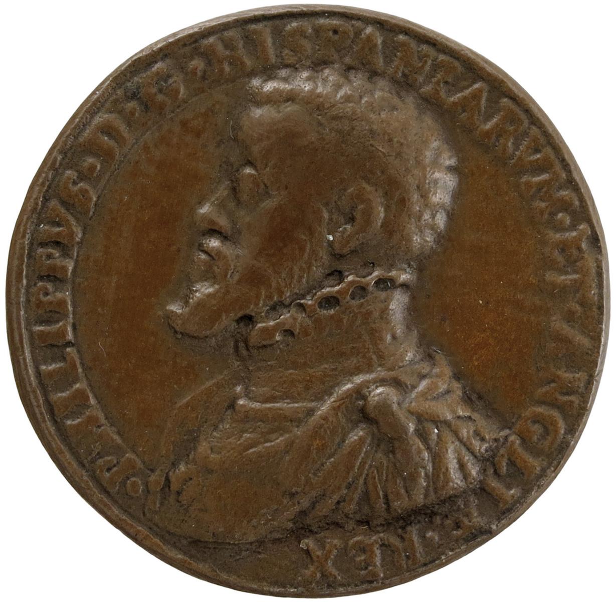 Philip II of Spain and King of England, Military Reward, cast bronze medal, 1556, by Gianpaolo