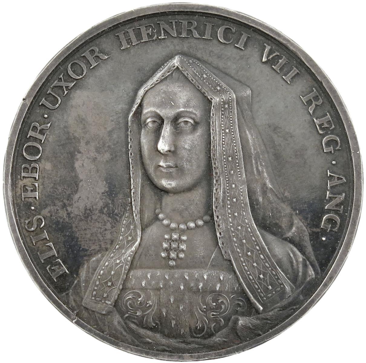 Elizabeth of York (1466-1503), Queen of England, silver medal of German manufacture, by Loos, bust