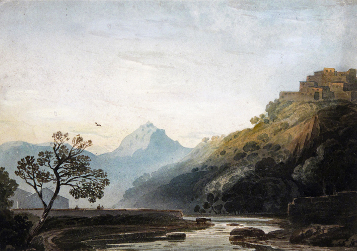 John Varley (1778-1842) A view in Spain with a hill-top town Watercolour 22.5 x 32cm; 9 x 12½in ++