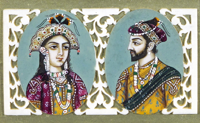 ? Indian School 19th Century Shah Jahan and Mumtaz A pair both oval framed as a pair Each 40 x 30mm