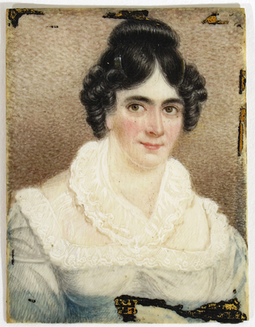 ? English School mid 19th Century A lady bust length wearing pale blue with a lace collar