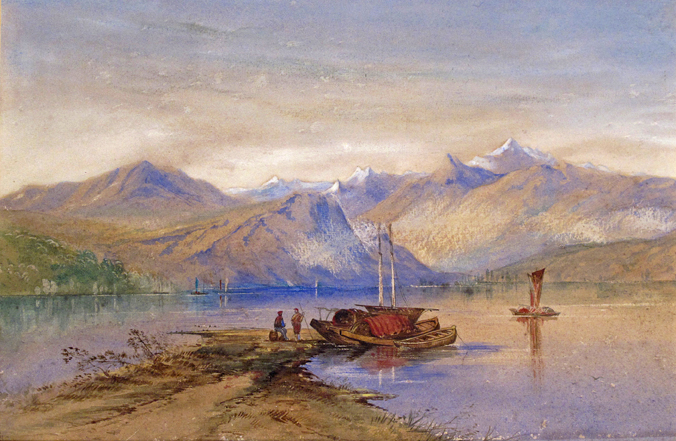 Augusta Lubatanth (19th Century) Lake of Ihura; Alpine river landscape A pair both said to be signed
