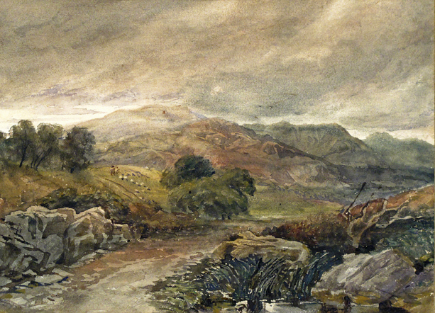 David Cox Jr. (1809-1885) Cattle in a river landscape Signed and dated 1872 Watercolour over