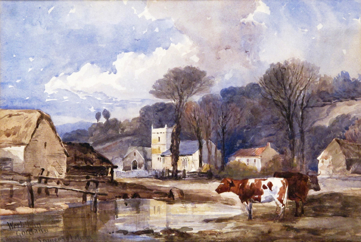 William James Muller (1812-1845) Weston in Gordano Somersetshire Titled Watercolour over pencil 23 x