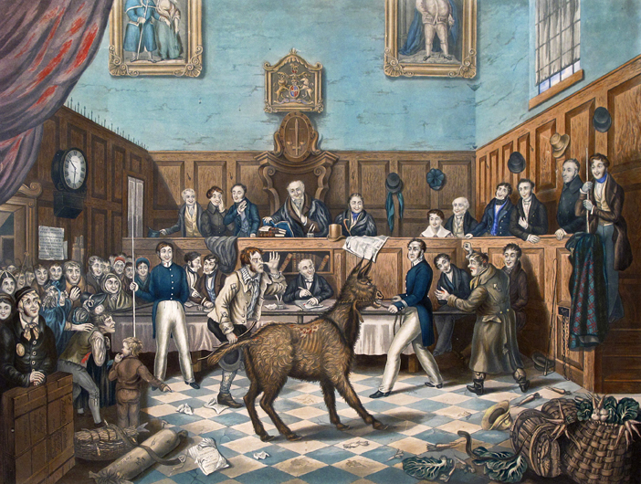 After P. Mathews The Trial of ‘Bill Burn’ under Martin’s Act Aquatint engraved by Charles Hunt