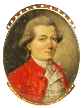 ? English School c.1790 Portrait of a gentleman bust length in a red coat Signed with a monogram