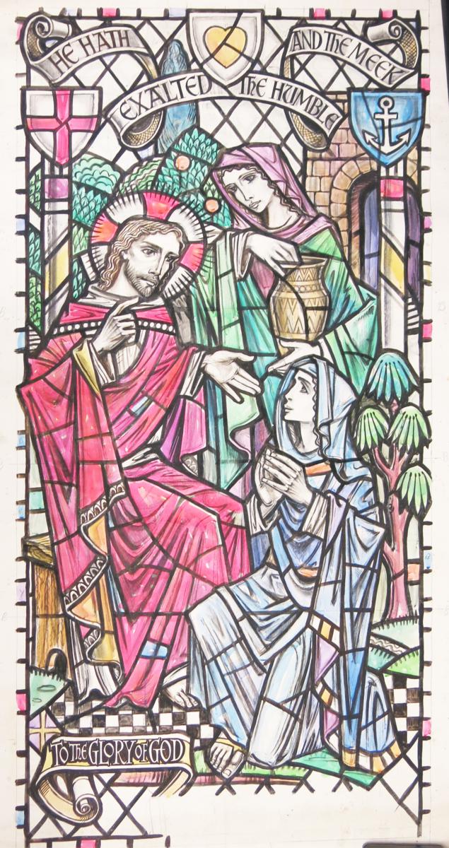 `He Hath Exalted The Humble and the Meek` a large stained glass window design for Ecclesmachan - Image 2 of 2