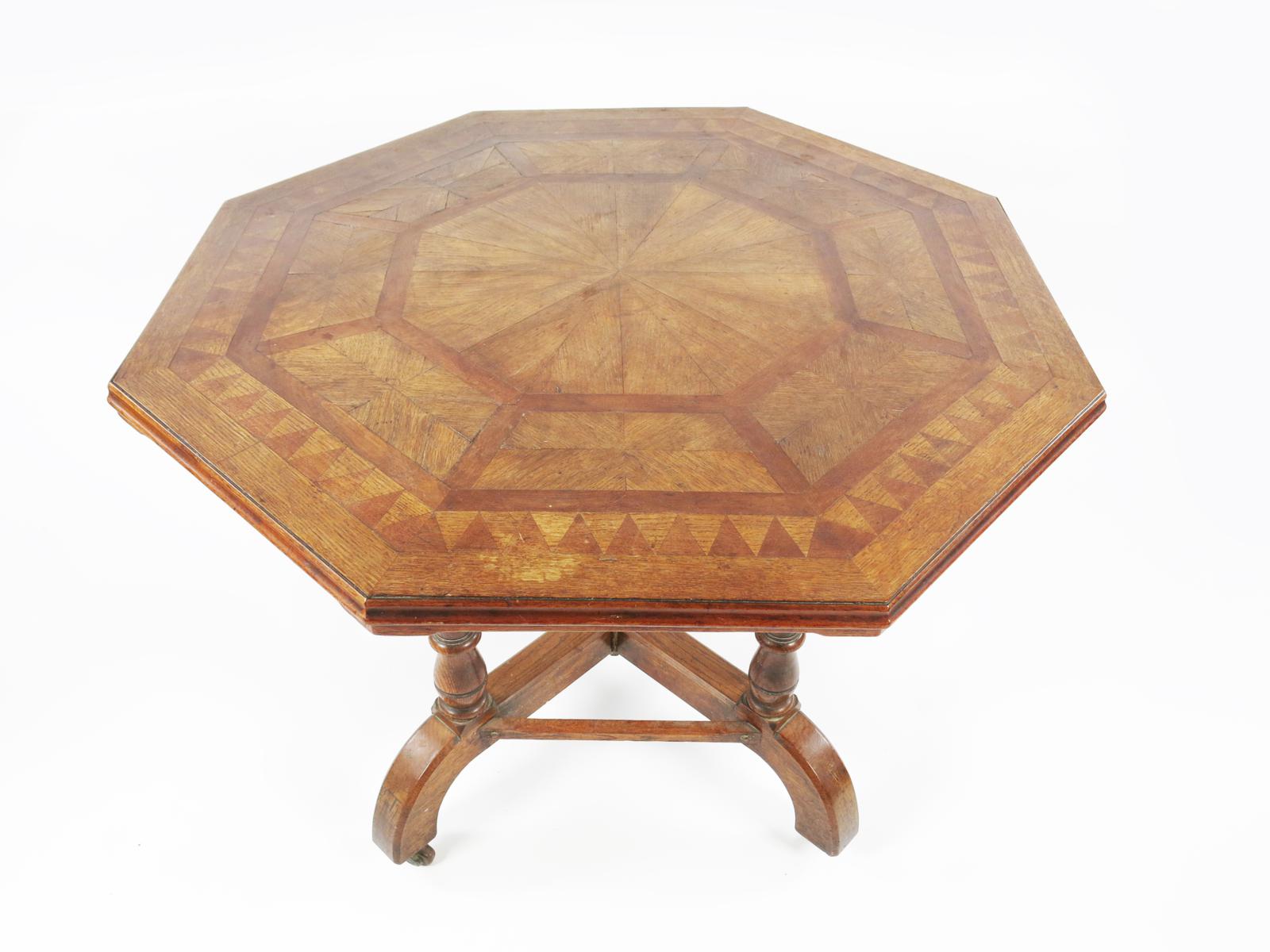 A Gothic Revival parquetry hall table the design attributed to Alfred Waterhouse, possibly