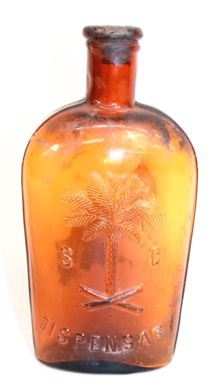 Rare South Carolina Labeled Dispensary Union Flask likely Augusta or Ellenville Glass Company,