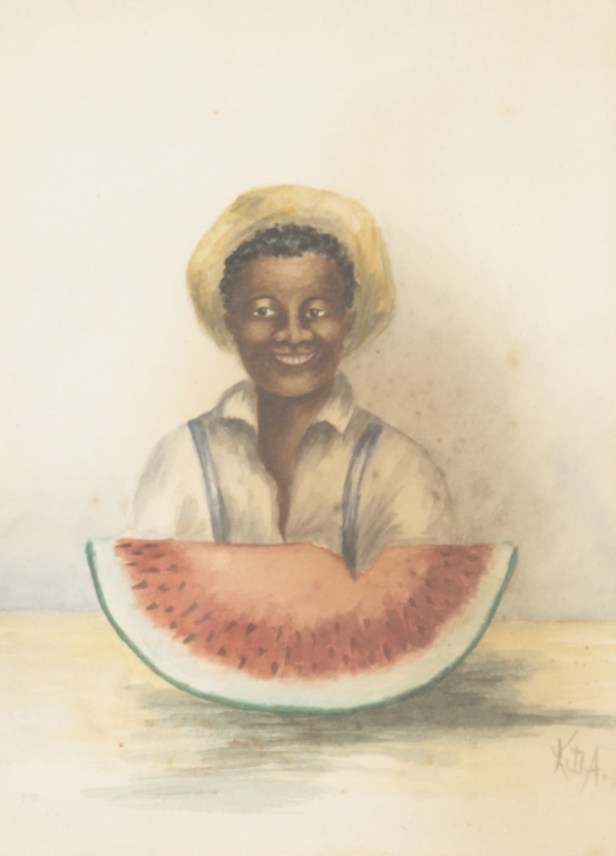 Southern School early 20th century. watercolor depicting an African American boy. signed ?K. D. A.?