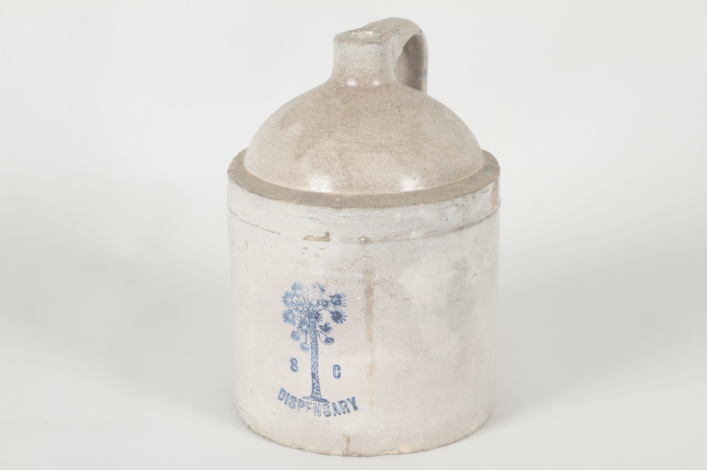 Southern Stoneware South Carolina Dispensary Jug 19th century. bearing cobalt stencil palmetto