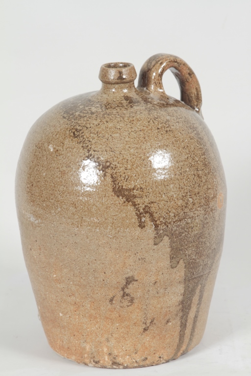 Southern Stoneware Jug attributed to B.F. Landrum. with a very fine glaze run on side. H14 1/4""