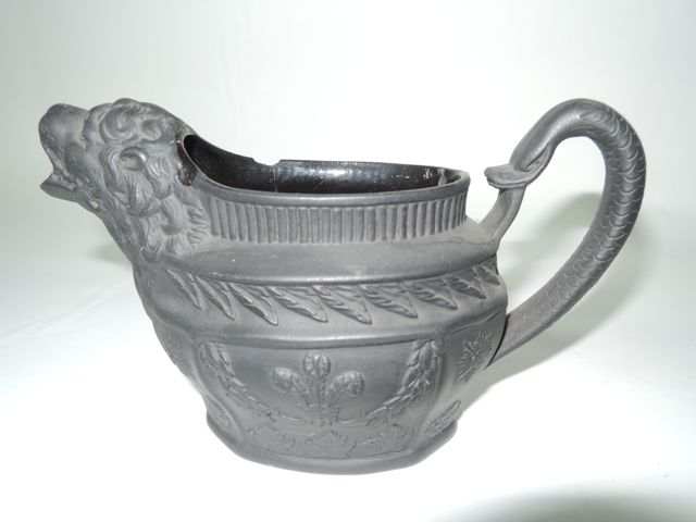 A collection of black basalt type wares including a 19th century teapot with hobnail style and - Image 4 of 4