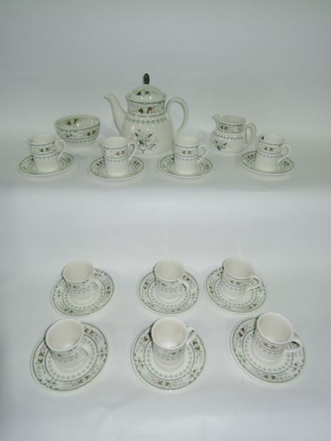 A collection of Royal Doulton Provencal pattern number TC1034 coffee wares comprising coffee pot,