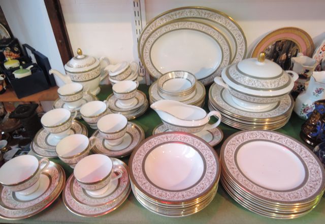 An extensive and comprehensive collection of Minton Aragon pattern dinner and tea wares with green