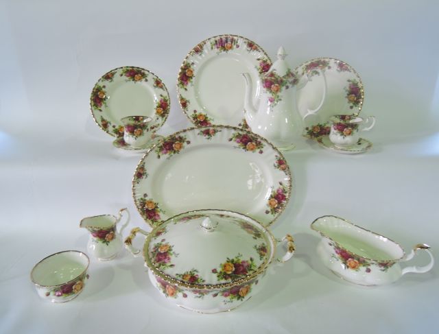 A collection of Royal Albert Old Country Roses pattern dinner and coffee wares comprising circular