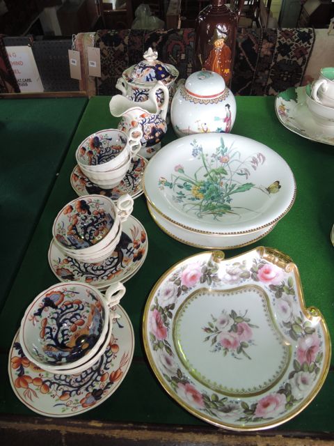 A collection of 19th century tea wares with painted and lustre chinoiserie decoration including