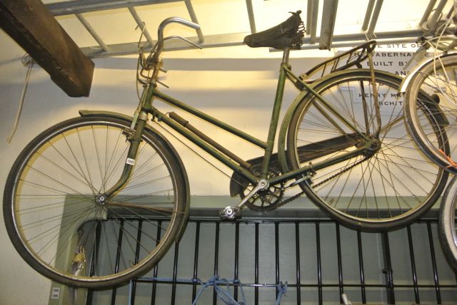 A vintage Hercules ladies bicycle with sprung saddle and original green painted livery