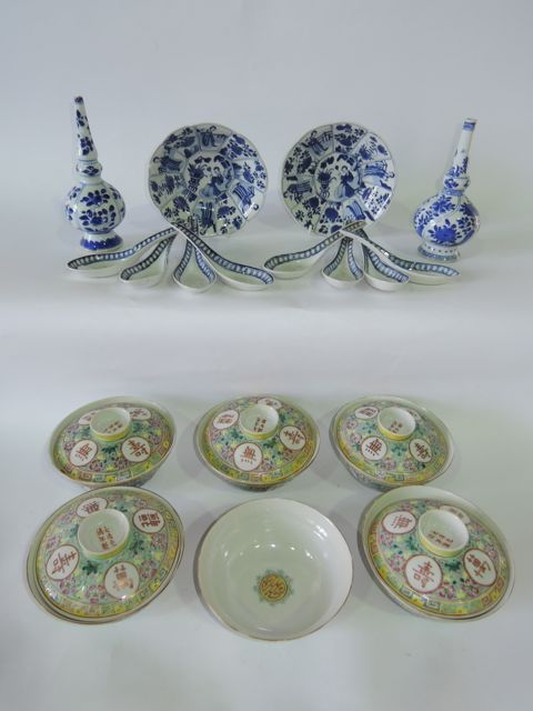 A collection of 19th century and other oriental ceramics including a matched pair of vases with