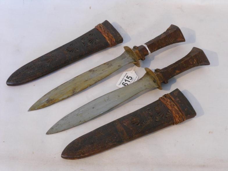 2 Daggers With Wood Sheaths : For Condition Reports and to BID LIVE please visit www.
