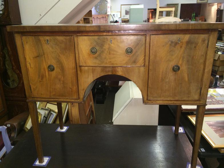 Mahogany Sideboard, With Two Cupboards, One Draw. Measures 110 cm x 51 x 39 High : For Condition