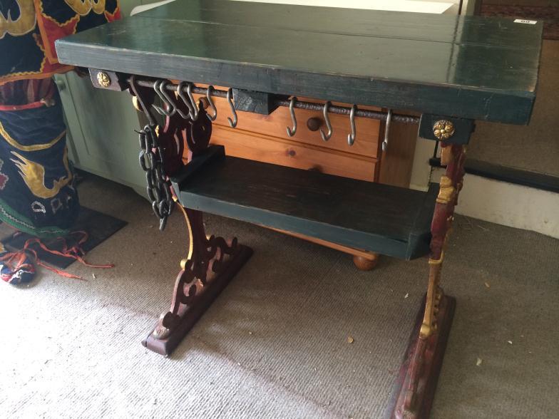 Kitchen Table, Cast Iron Legs : For Condition Reports and to BID LIVE please visit www.