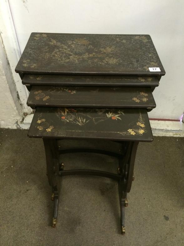 Nest Of 4 Oriental  Lacquered  Tables. : For Condition Reports and to BID LIVE please visit www.
