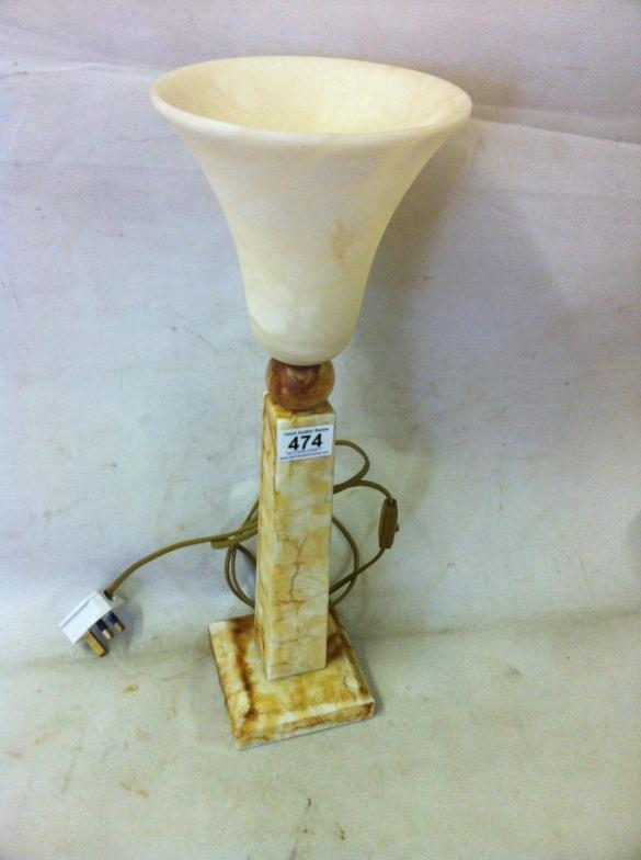 Art Deco Style Marble Up Lighter Table Lamp : For Condition Reports and to BID LIVE please visit