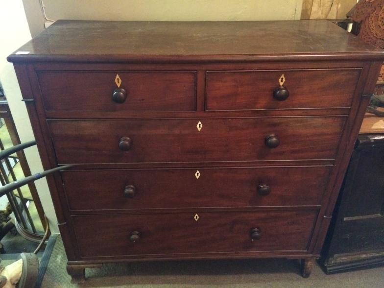 19thC Mahogany Chest Of Drawers 2 over 3 : For Condition Reports and to BID LIVE please visit www.