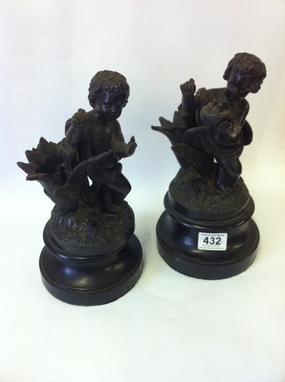 Pair Of 19thc Cherubs : For Condition Reports and to BID LIVE please visit www.yeovilauctionrooms.