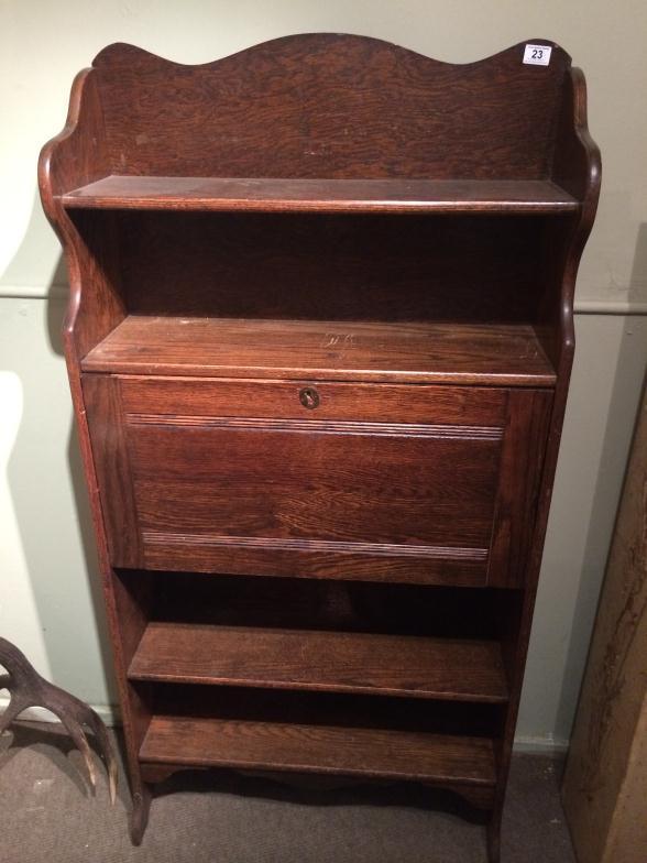 Oak Bureau With Shelves 152 x 76 x25cms. : For Condition Reports and to BID LIVE please visit www.